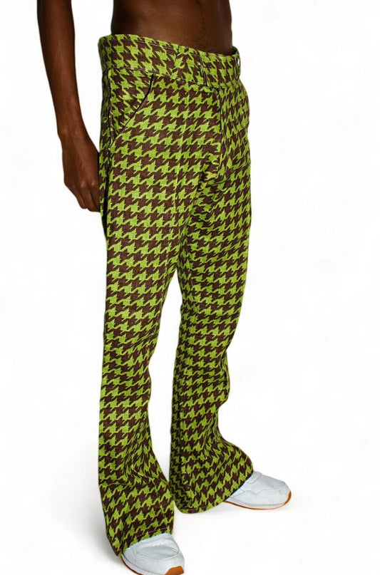 Green and Brown Houndstooth Trousers