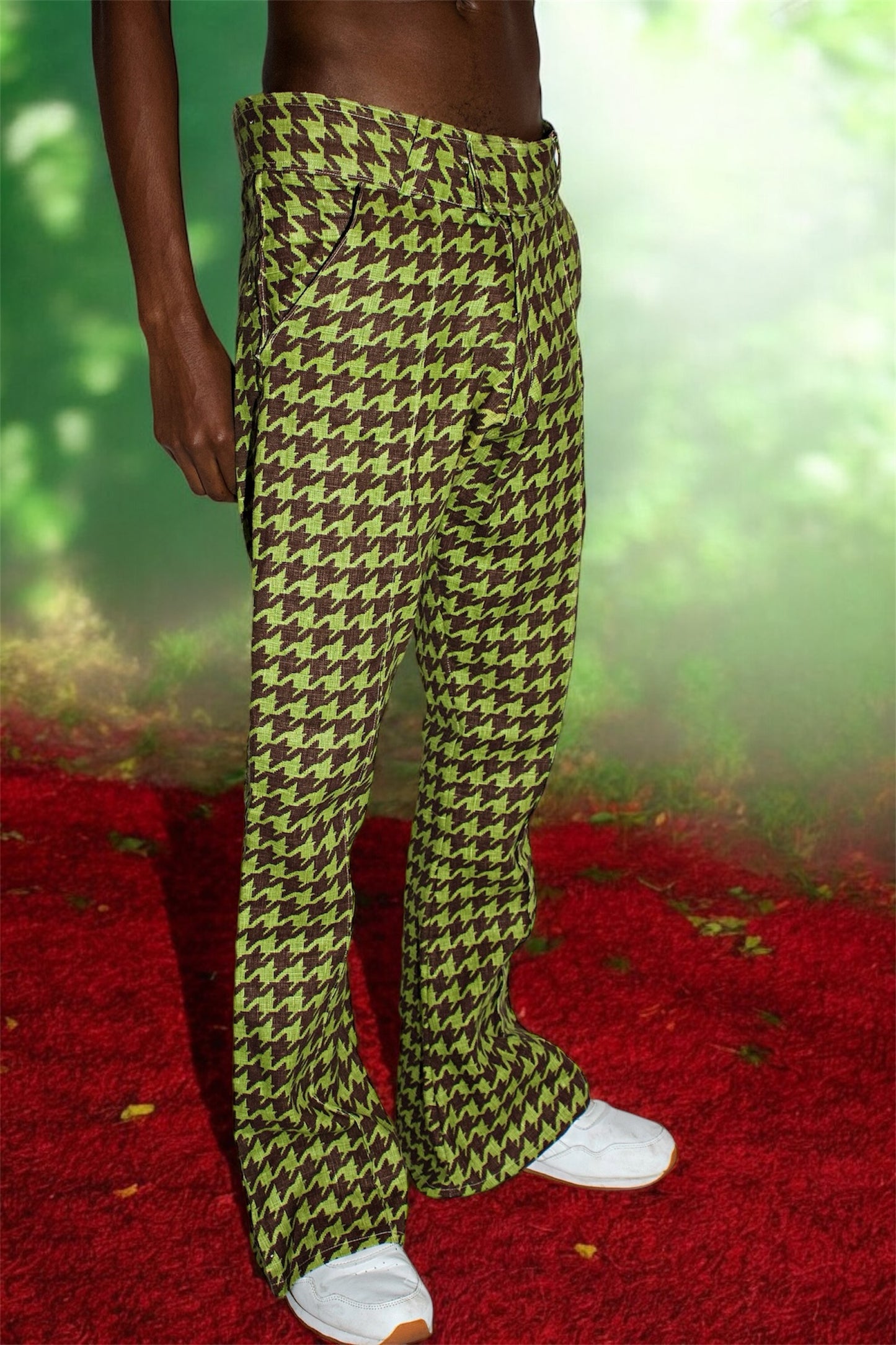 Green and Brown Houndstooth Trousers