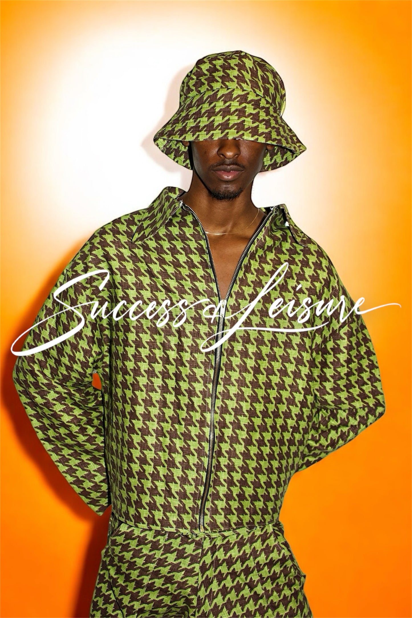 Boxy Green & Brown Houndstooth Jacket